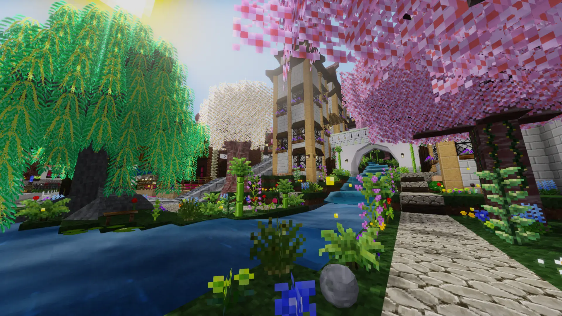 Mundo sandbox libre en Luanti Latino